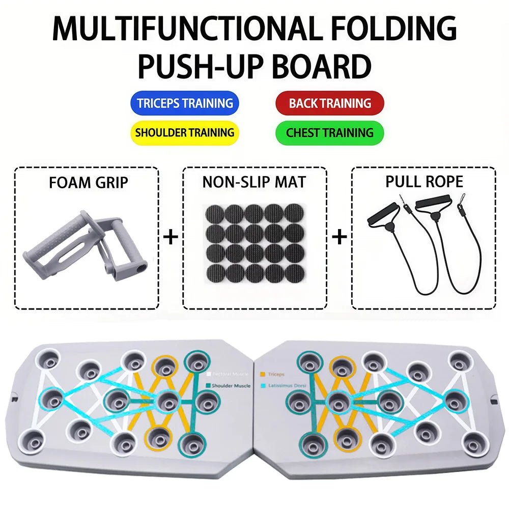 Set de planche à pompes portable multiforme Barre de pompes pliable Équipement de fitness pour l’entraînement de la poitrine, de l’abdomen, des bras et du dos